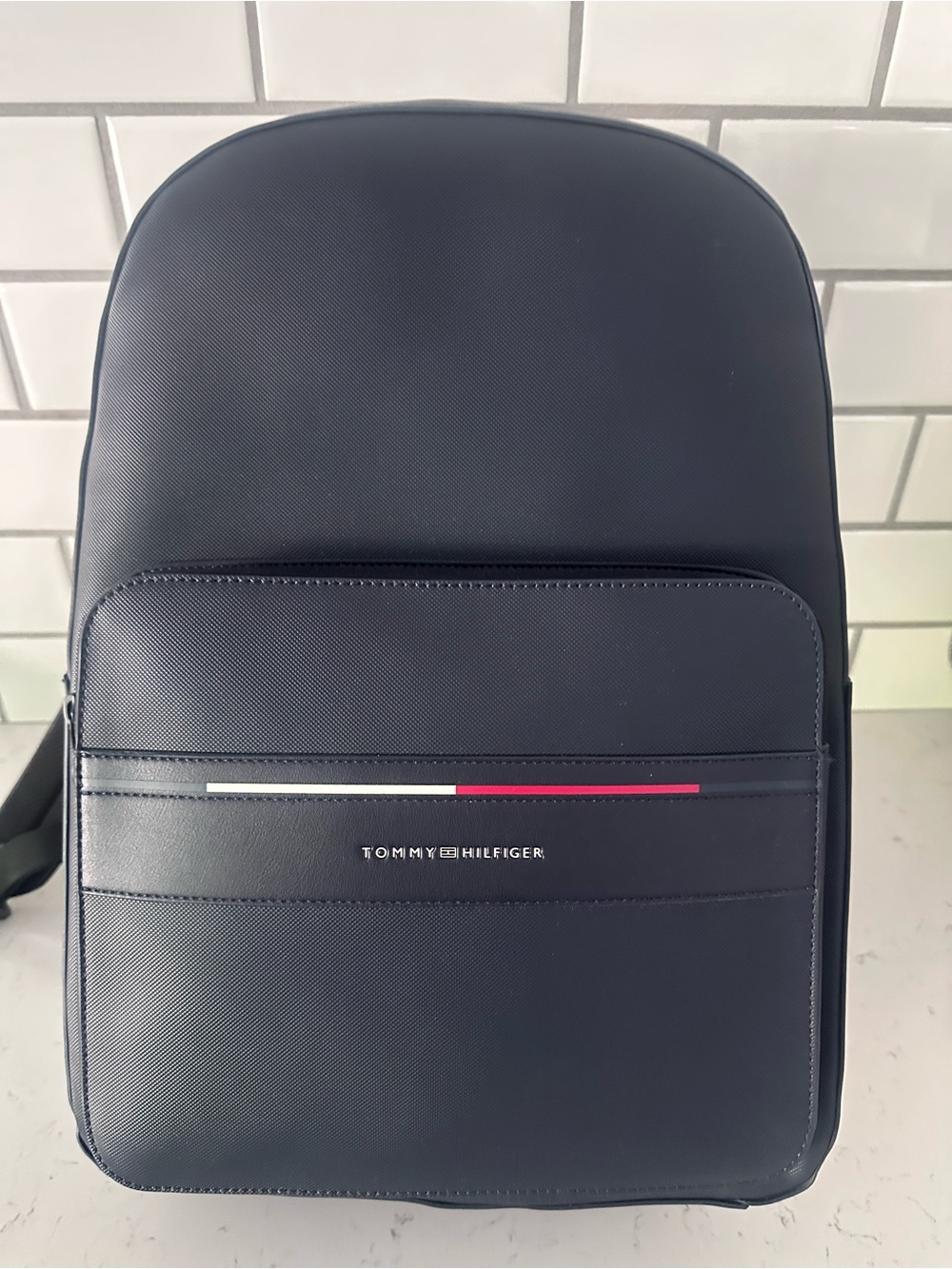 Tommy Hilfiger Navy Backpack with Red & White Accent Stripe - Picture 2 of 9